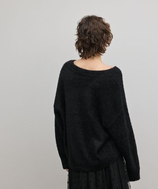 GRACE CONTINENTAL ラメフェザーニットトップ ブラック