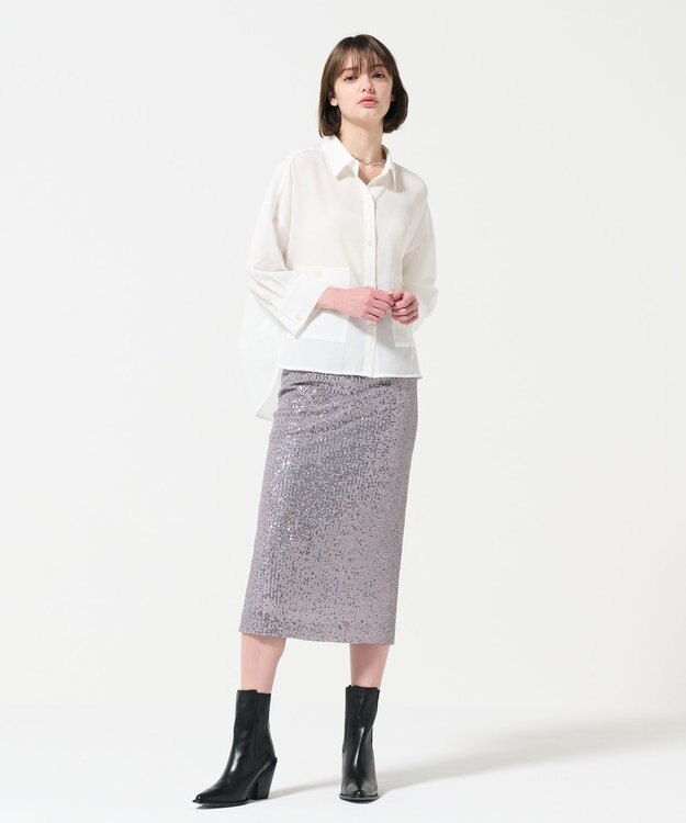 GRACE CONTINENTAL スパンコールタイトスカート グレー