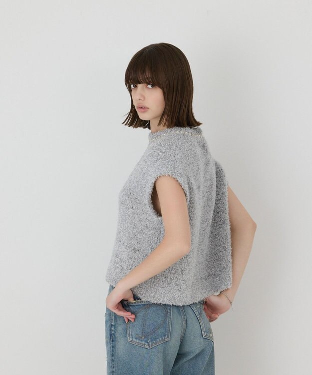 GRACE CONTINENTAL 【イベント店舗・ONLINE STORE先行アイテム】グリッターニットトップ シルバー