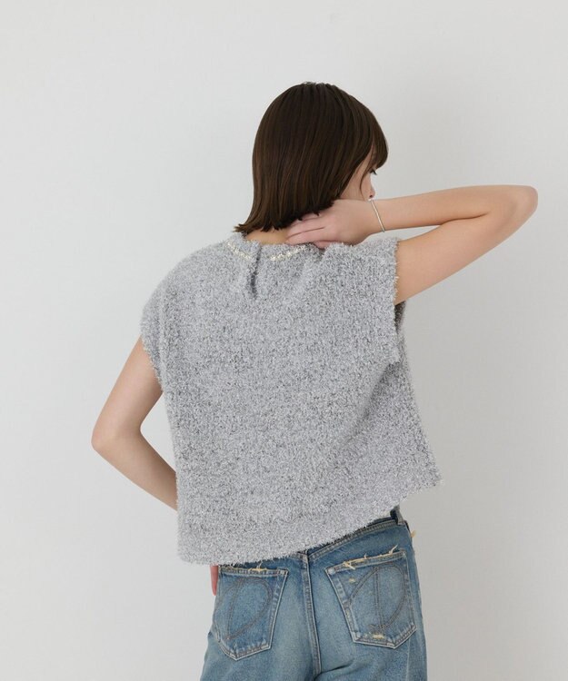 GRACE CONTINENTAL 【イベント店舗・ONLINE STORE先行アイテム】グリッターニットトップ シルバー
