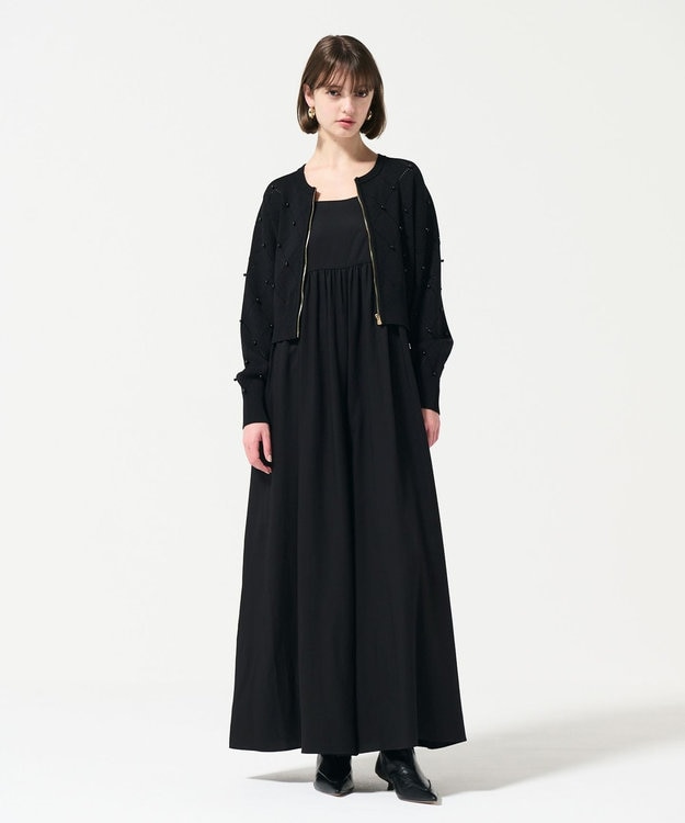 GRACE CONTINENTAL パールニットブルゾン ブラック