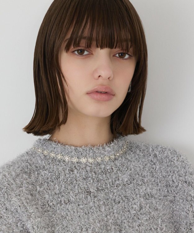 GRACE CONTINENTAL 【イベント店舗・ONLINE STORE先行アイテム】グリッターニットトップ シルバー