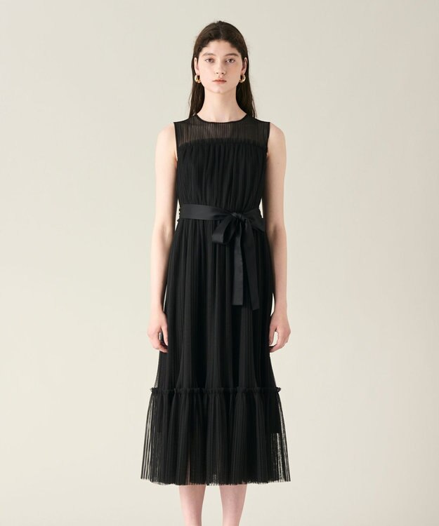 GRACE CONTINENTAL プリーツロングドレス ブラック