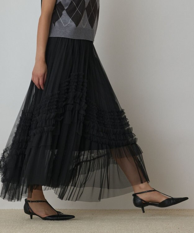 GRACE CONTINENTAL イレギュラ－チュ－ルスカート ブラック