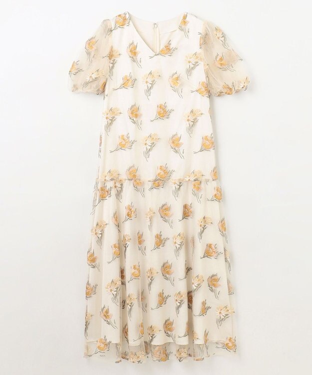 GRACE CONTINENTAL レトロフラワー刺繍ワンピース キナリ