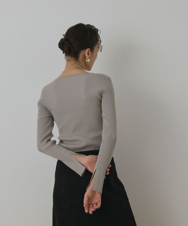 GRACE CONTINENTAL ハイゲージリブニットトップ グレー