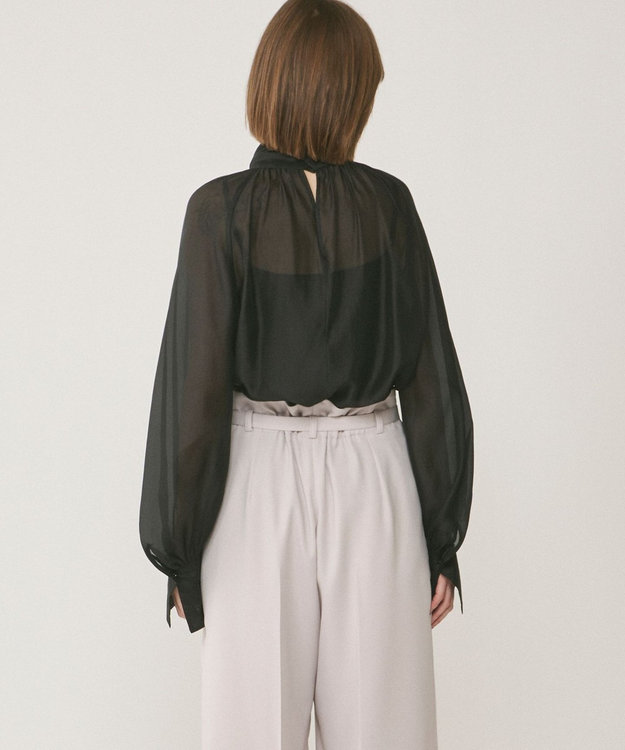 GRACE CONTINENTAL シアーボウタイブラウス ブラック