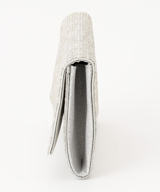 GRACE CONTINENTAL パターンラインストーンクラッチバッグ シルバー