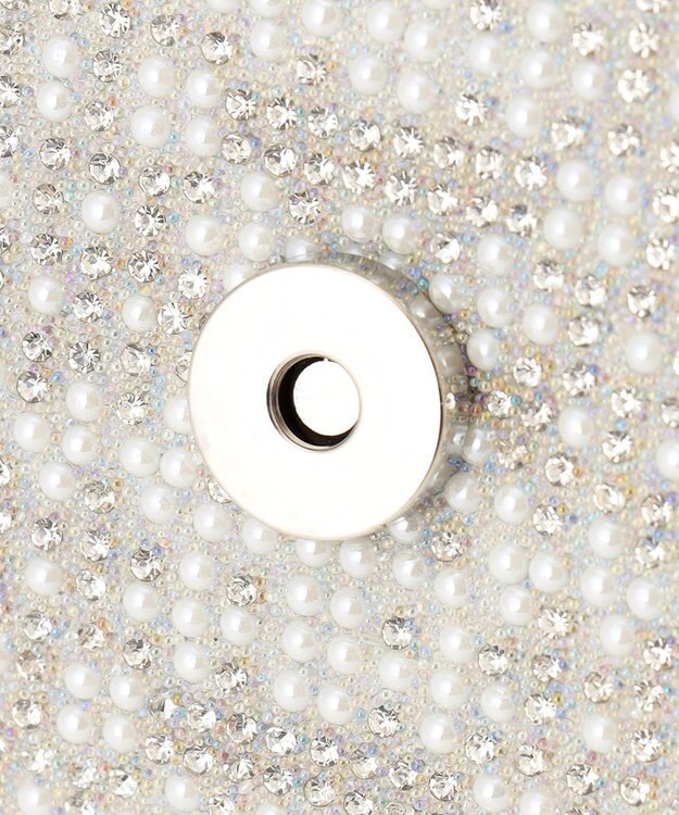 GRACE CONTINENTAL パターンラインストーンクラッチバッグ シルバー