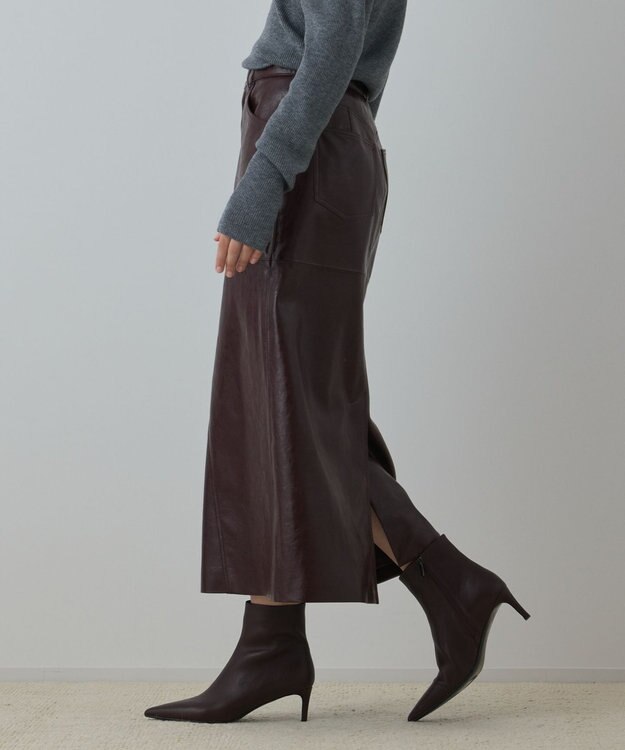 GRACE CONTINENTAL フェイクレザータイトスカート ボルドー
