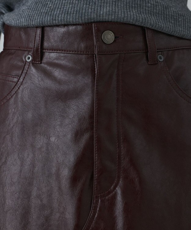 GRACE CONTINENTAL フェイクレザータイトスカート ボルドー