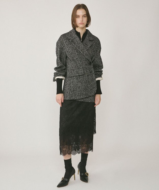 GRACE CONTINENTAL ヘリンボーンツイードジャケット ブラック