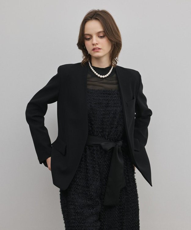 GRACE CONTINENTAL トリアセノーカラージャケット ブラック