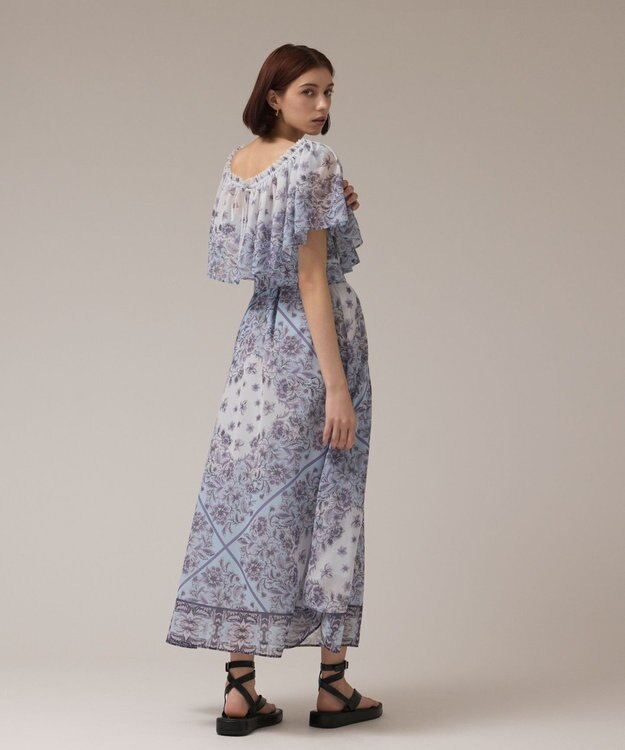 GRACE CONTINENTAL マルチWAYシフォンワンピース ブルー