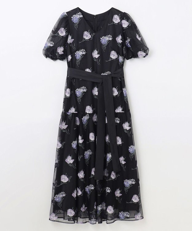 GRACE CONTINENTAL レトロフラワー刺繍ワンピース ブラック