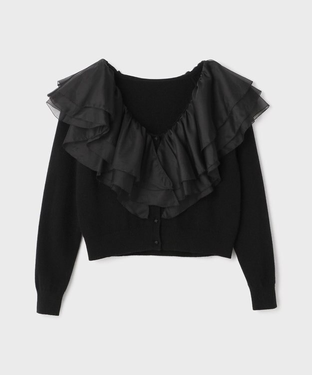 GRACE CONTINENTAL フリルニットカーディガン ブラック