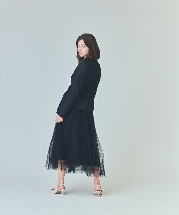 GRACE CONTINENTAL ラメWOOLボウジャケット ブラック