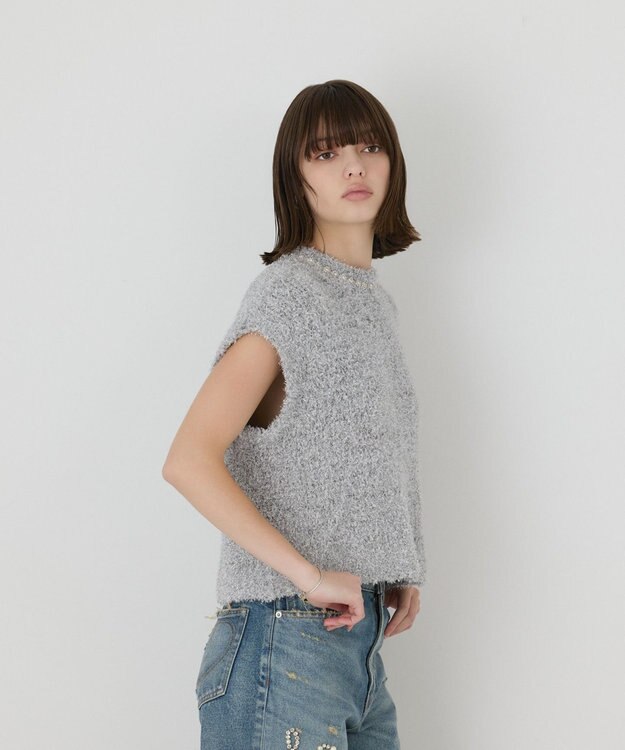GRACE CONTINENTAL 【イベント店舗・ONLINE STORE先行アイテム】グリッターニットトップ シルバー