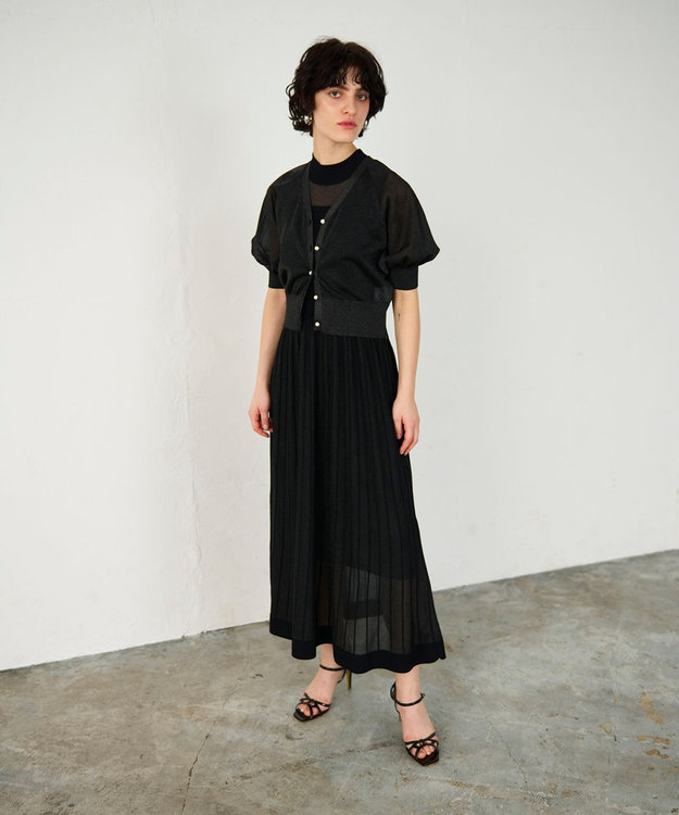 GRACE CONTINENTAL ラメシアードルマンニットカーディガン ブラック