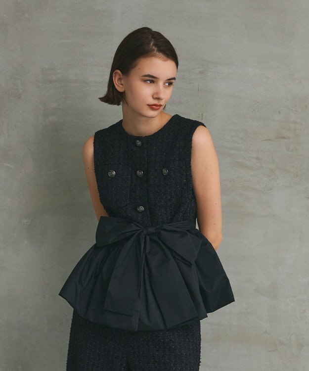 em. エムドット RibbonYarnTweedGilet ツイード ジレ 洗える】ラメツイード ジレ / Feroux | ファッション通販 【公式