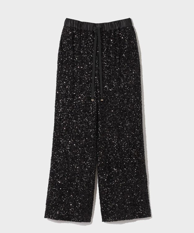 GRACE CONTINENTAL スパンコールニットパンツ ブラック