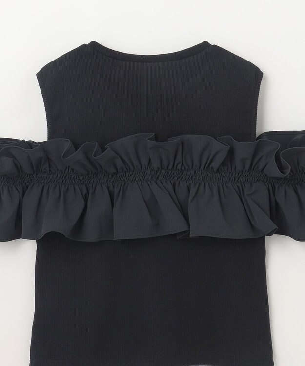 GRACE CONTINENTAL フリルリブカットトップ ブラック