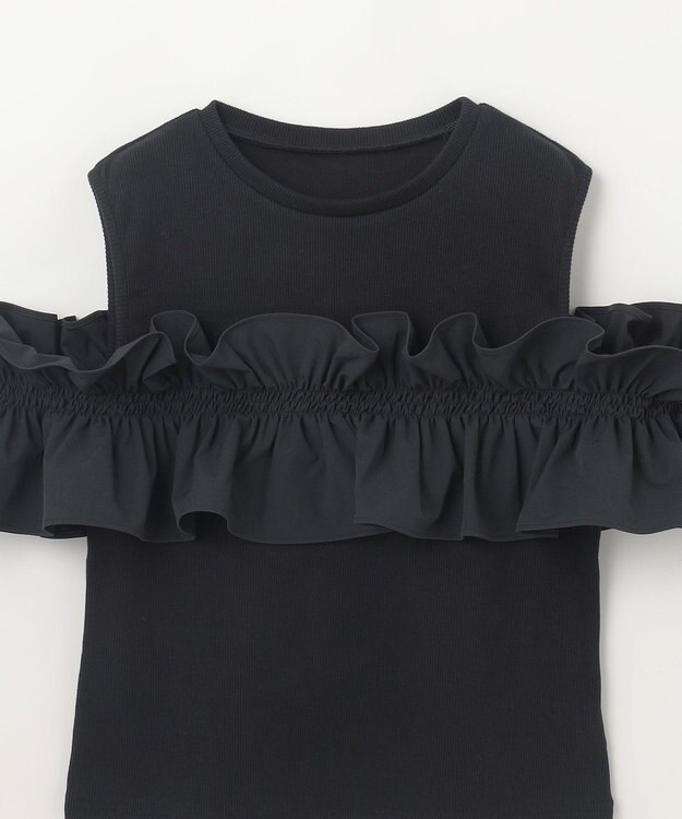 GRACE CONTINENTAL フリルリブカットトップ ブラック