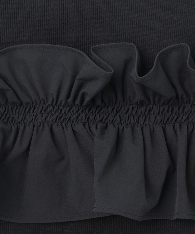 GRACE CONTINENTAL フリルリブカットトップ ブラック