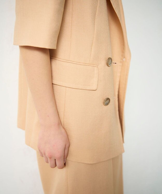 GRACE CONTINENTAL リネンタッチハーフスリーブジャケット ピンク