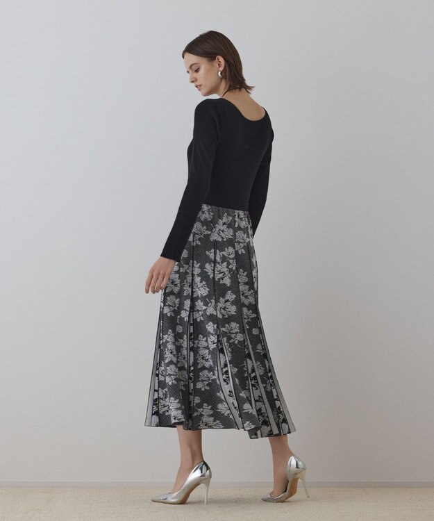 GRACE CONTINENTAL ラメモールニットジャガードワンピース ブラック