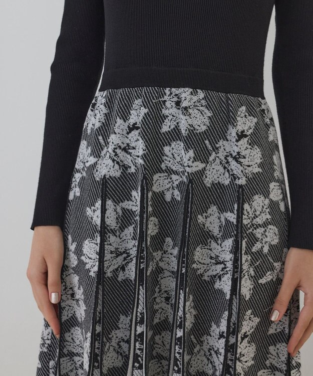 GRACE CONTINENTAL ラメモールニットジャガードワンピース ブラック