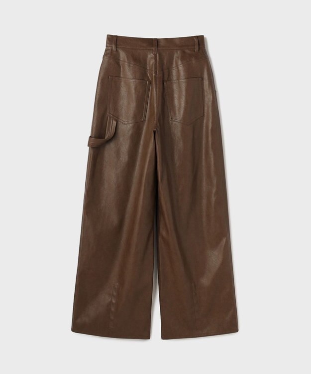 GRACE CONTINENTAL カーブフェイクレザーパンツ ブラウン