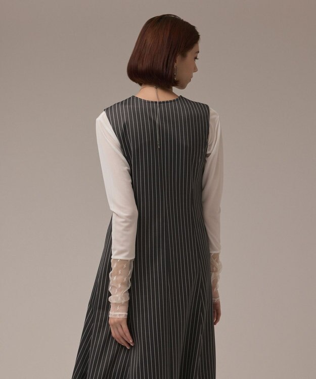 GRACE CONTINENTAL ストライプジャージワンピース グレー