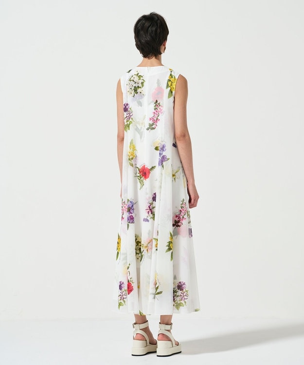 GRACE CONTINENTAL ボタニカルレイヤードワンピース ホワイト