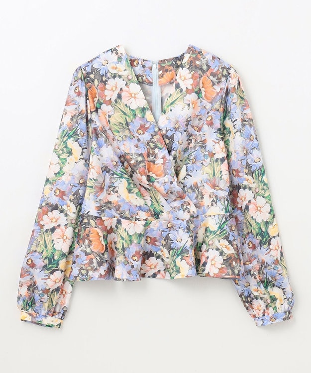 GRACE CONTINENTAL グラデフラワープリントトップ サックス