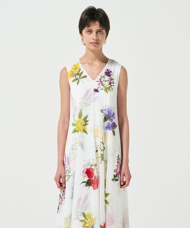 GRACE CONTINENTAL ボタニカルレイヤードワンピース ホワイト