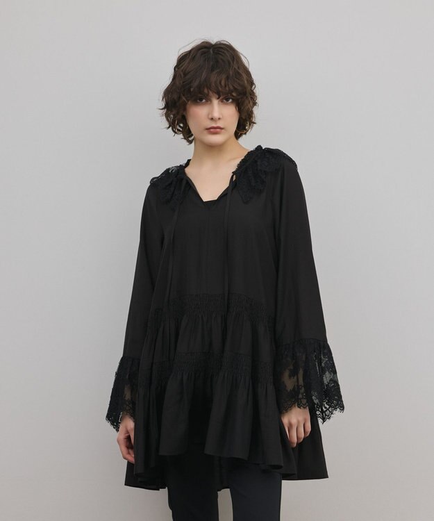 GRACE CONTINENTAL レースカラーチュニックブラウス ブラック