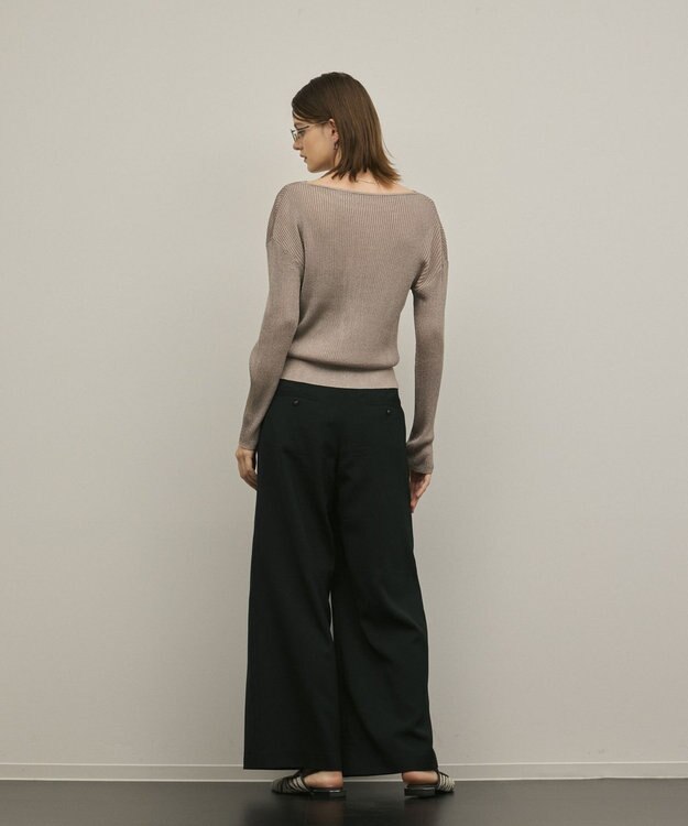 GRACE CONTINENTAL ラメリブクルーニットトップ グレー