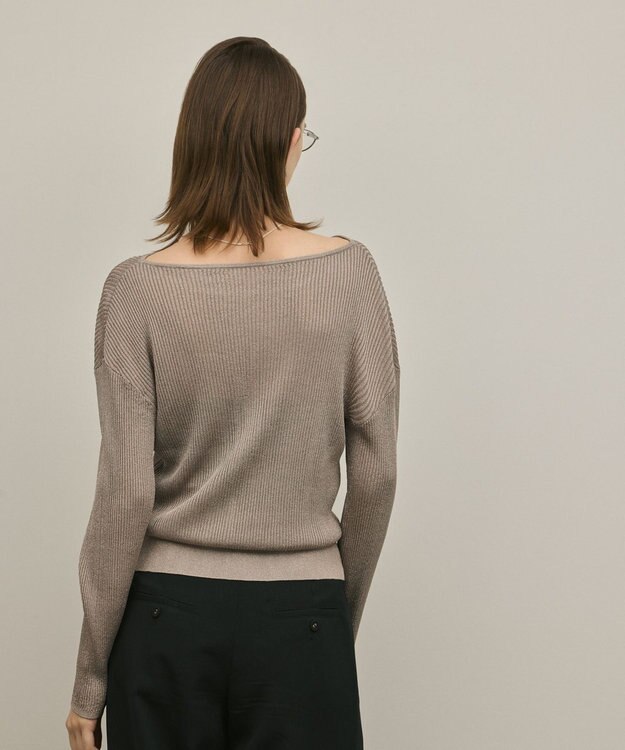 GRACE CONTINENTAL ラメリブクルーニットトップ グレー