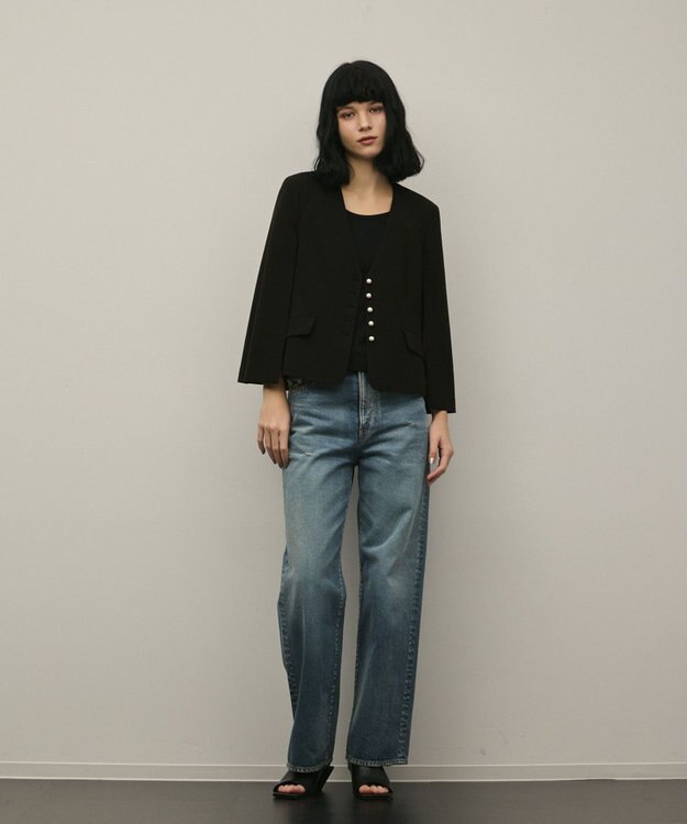 GRACE CONTINENTAL トリアセケープスリーブジャケット ブラック