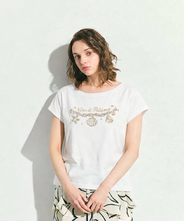 GRACE CONTINENTAL シェルモチーフフレンチT ホワイト