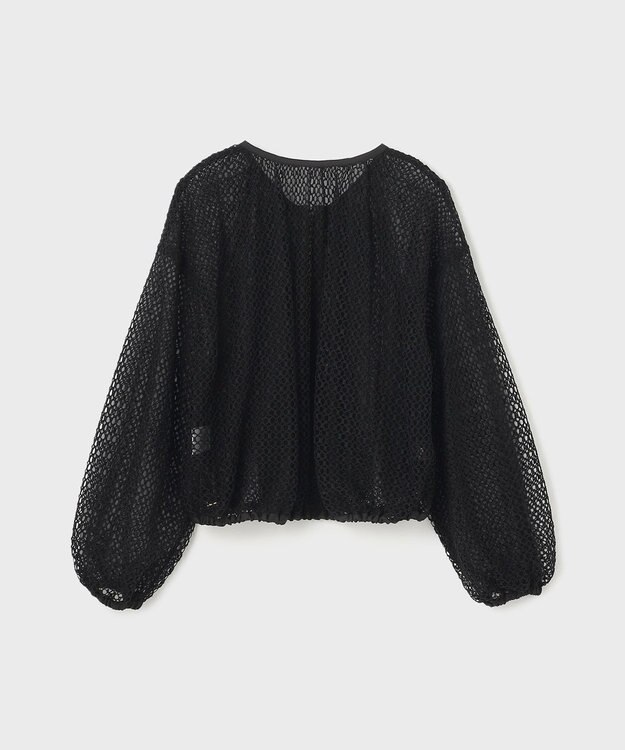 GRACE CONTINENTAL メッシュギャザーブルゾン ブラック