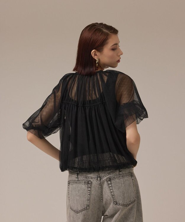 GRACE CONTINENTAL チュールシアーブルゾン ブラック