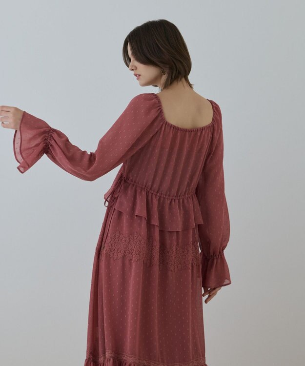 GRACE CONTINENTAL レースコンビカットジャガードワンピース ピンク