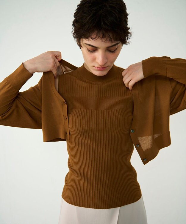 GRACE CONTINENTAL ショートドルマンニットカーディガン ブラウン