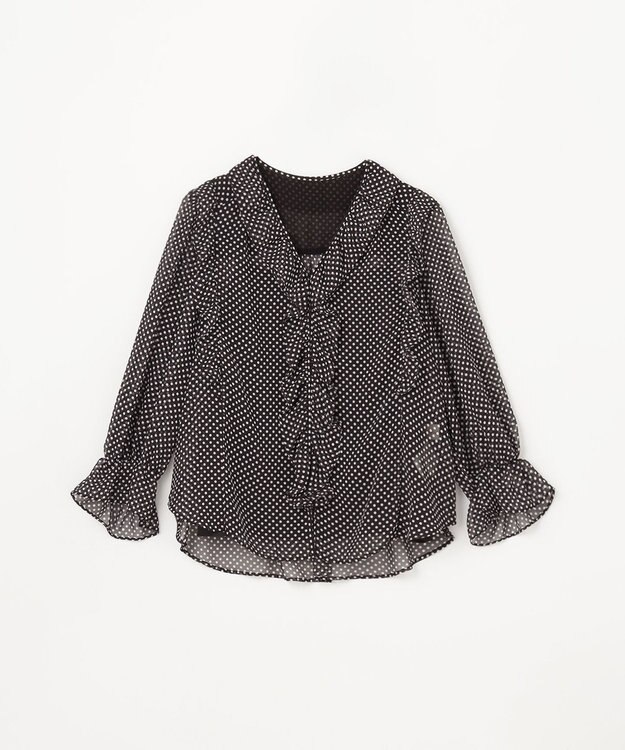GRACE CONTINENTAL ドットラッフルブラウス ブラック