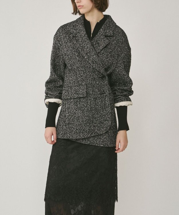 GRACE CONTINENTAL ヘリンボーンツイードジャケット ブラック