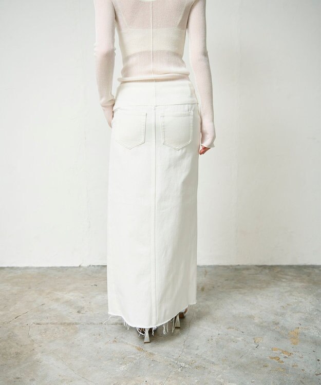 GRACE CONTINENTAL デニムタイトロングスカート ホワイト