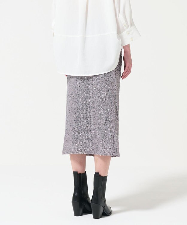 GRACE CONTINENTAL スパンコールタイトスカート グレー