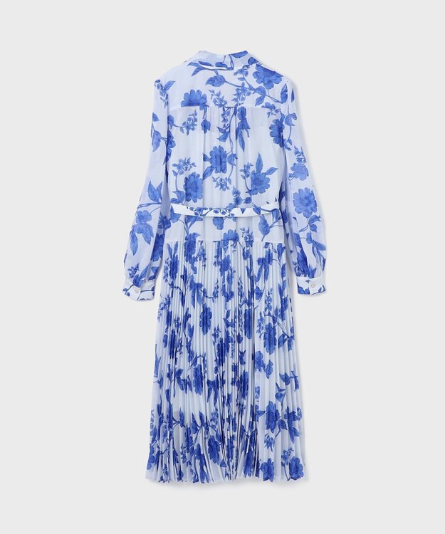 GRACE CONTINENTAL フラワープリントプリーツワンピース サックス